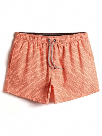 Schnell Trocknende Herren-strandshorts Mit Durchgehendem Geo-print Und Kordelzug