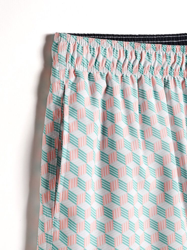 Schnell Trocknende Strandshorts Mit Durchgehendem Geo-print Für Herren Mit Kordelzug