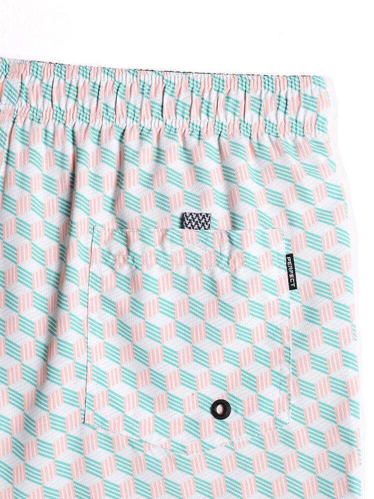 Schnell Trocknende Strandshorts Mit Durchgehendem Geo-print Für Herren Mit Kordelzug