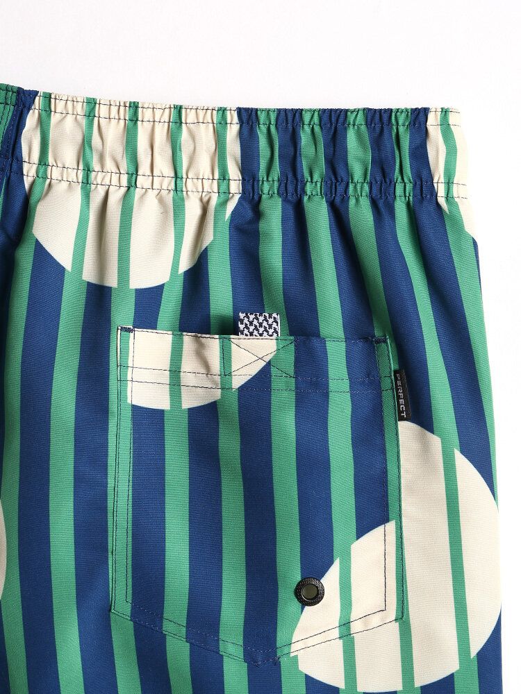 Schnell Trocknende Strandshorts Mit Gestreiftem Kreismuster Für Herren