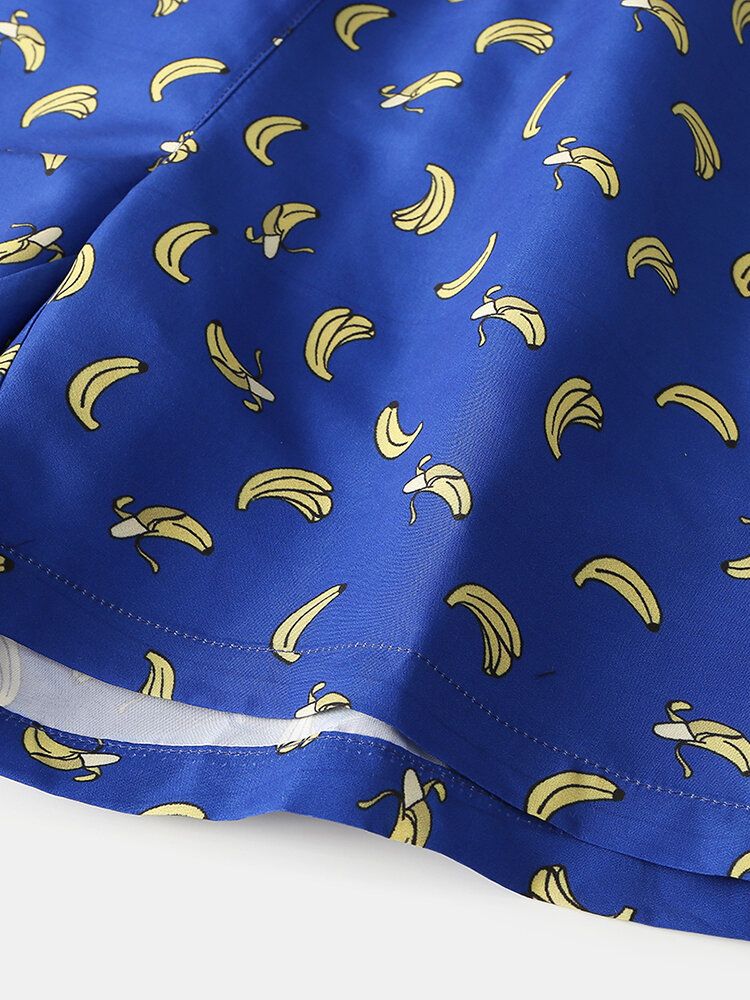 Strandshorts Mit Elastikbund Und Bananen-cartoon-print Für Herren