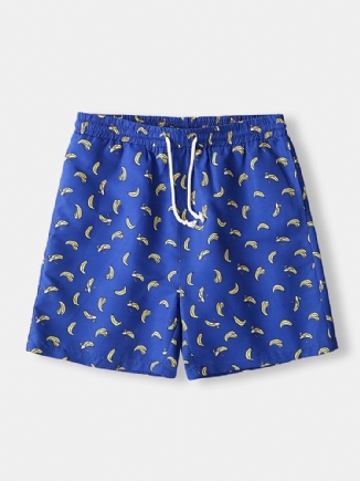 Strandshorts Mit Elastikbund Und Bananen-cartoon-print Für Herren