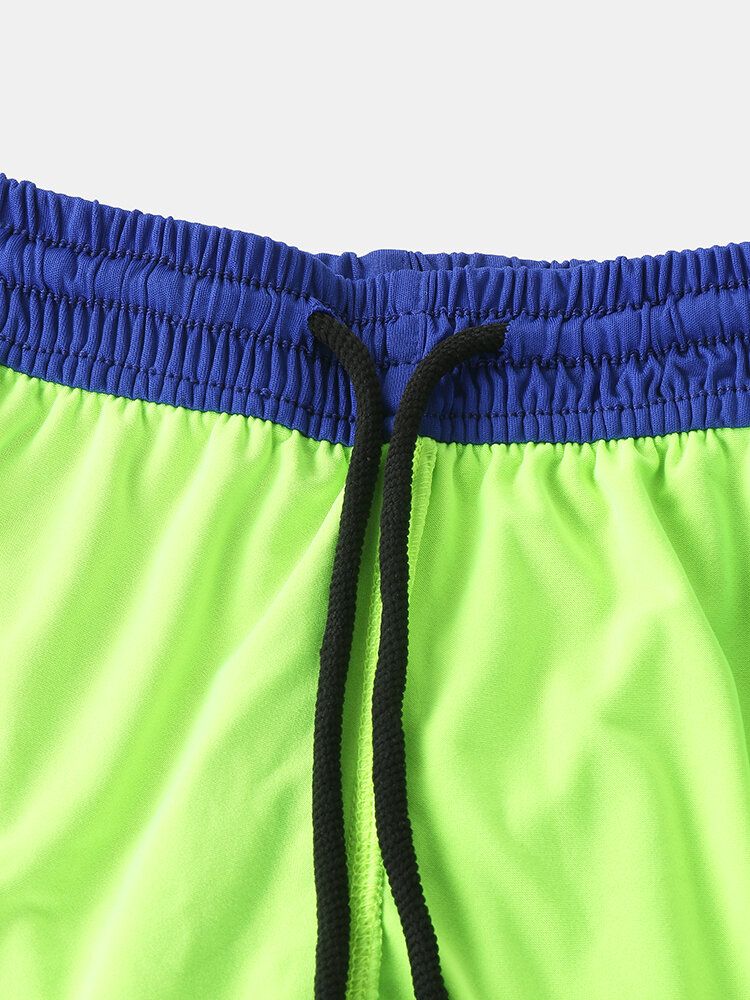 Zweifarbige Doppellagige Strandshorts Im Patchwork-stil Für Herren Mit Schmaler Passform Und Stretch