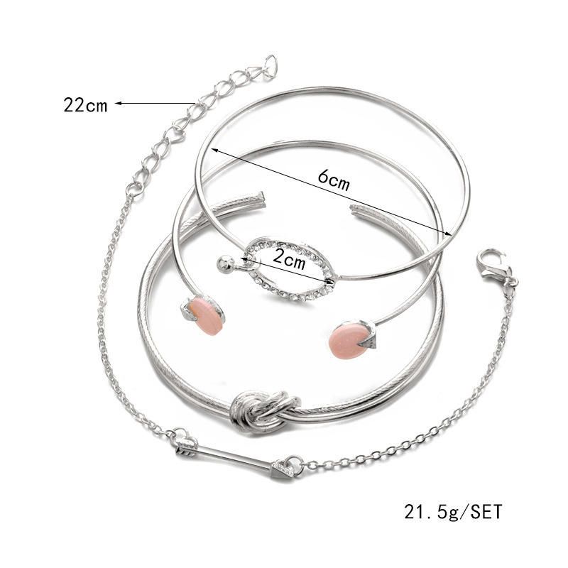 4-teiliges Süßes Armband-armband-set Pfeil Geometrisch Offen Verstellbar Armreif Für Frauen