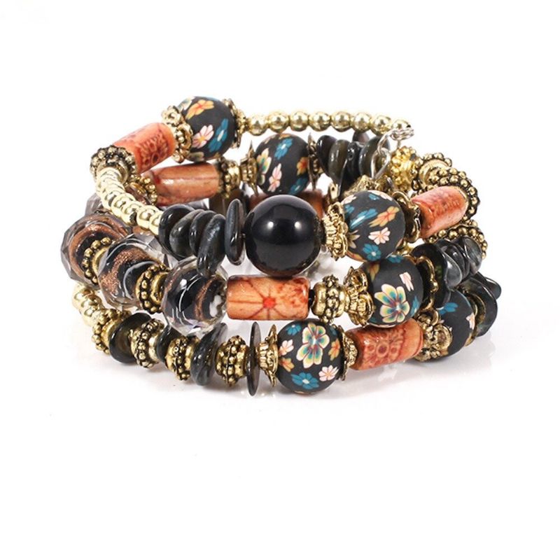 Böhmisches Bedrucktes Perlenarmband Mehrschichtiges Perlenarmband Retro-stil Für Frauen