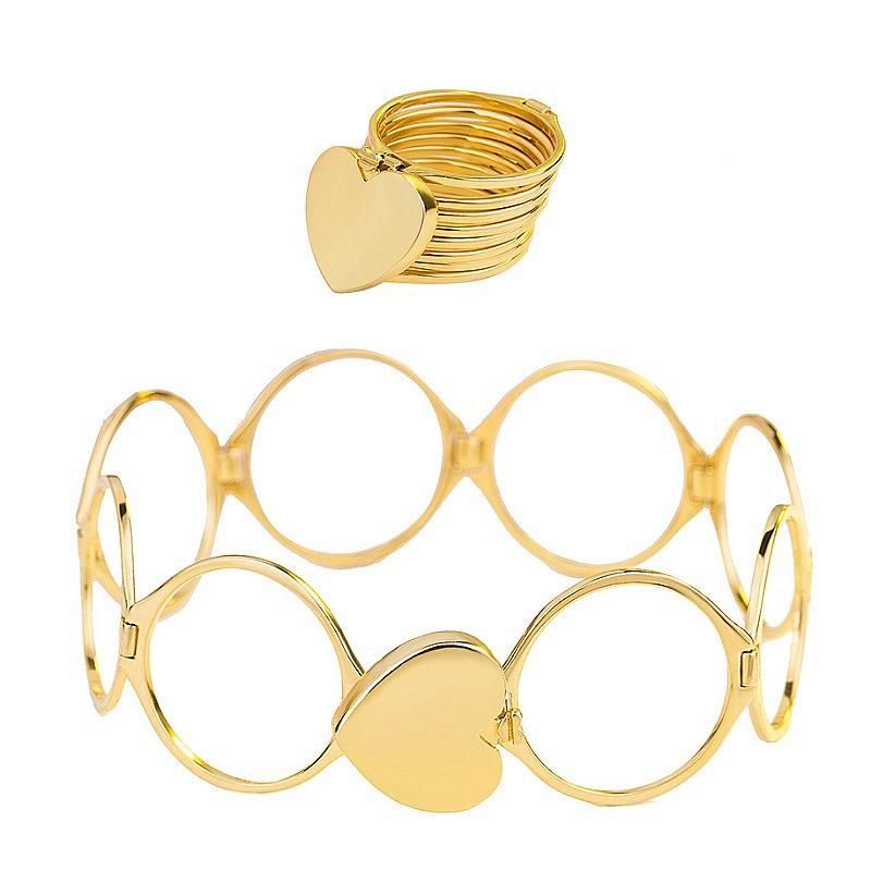 Einzigartige Herz-fingerringe Stapelbar Mehrschichtig 2-in-1-doppelfunktions-ringarmband Für Frauen