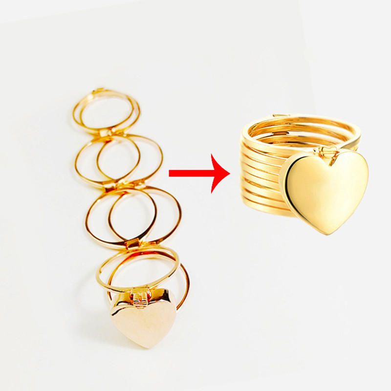 Einzigartige Herz-fingerringe Stapelbar Mehrschichtig 2-in-1-doppelfunktions-ringarmband Für Frauen