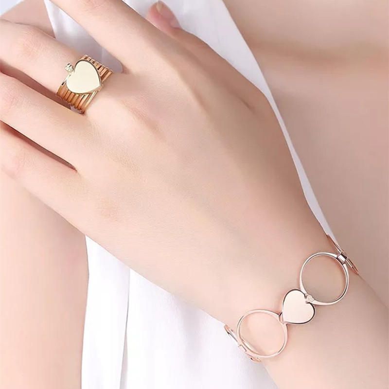 Einzigartige Herz-fingerringe Stapelbar Mehrschichtig 2-in-1-doppelfunktions-ringarmband Für Frauen