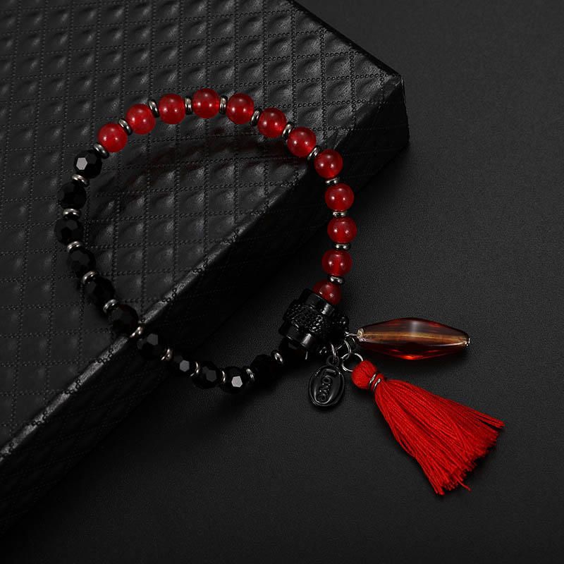 Einzigartiges Rotes Perlenarmband Für Frauen Liebeszauber Naturstein Perlen Quaste Armband Schmuck Für Frauen