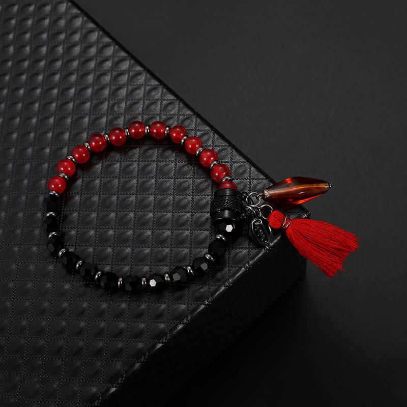 Einzigartiges Rotes Perlenarmband Für Frauen Liebeszauber Naturstein Perlen Quaste Armband Schmuck Für Frauen