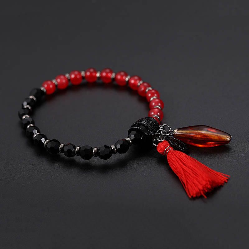 Einzigartiges Rotes Perlenarmband Für Frauen Liebeszauber Naturstein Perlen Quaste Armband Schmuck Für Frauen