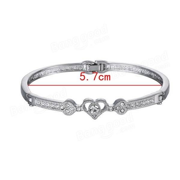 Eleganter Silberfarbener Strass-kristall-armband In Herzform Für Damen