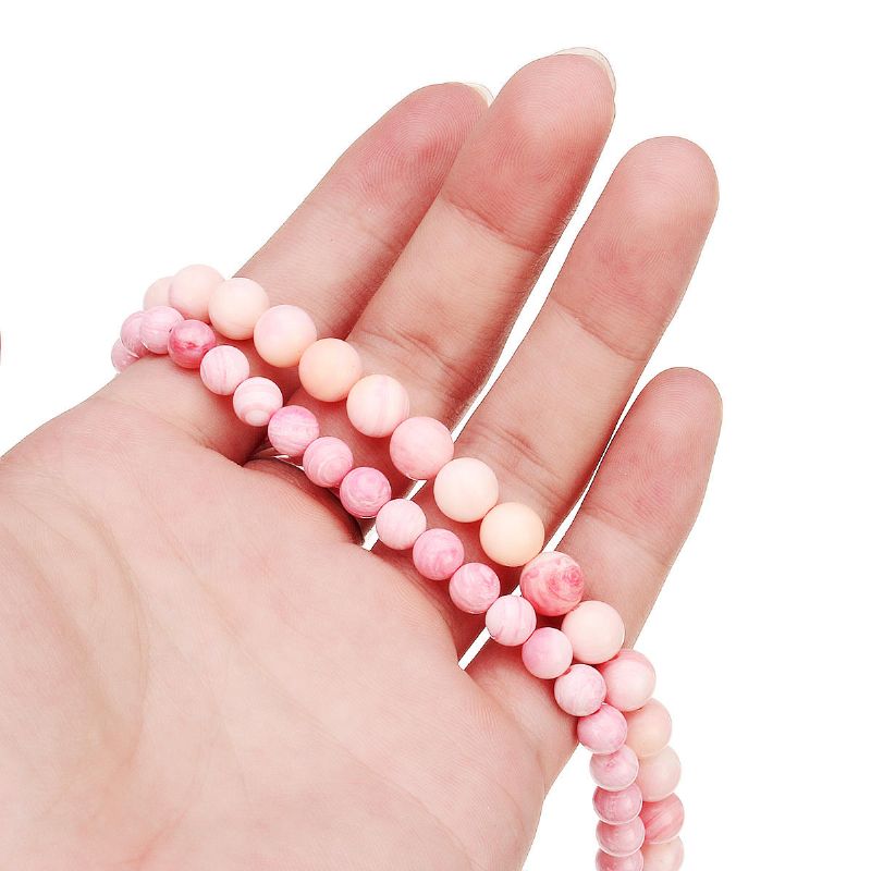 Handgefertigtes Stretch-armband Aus Natürlichen Rosa Königin-muschelmuscheln Mit Runden Perlen