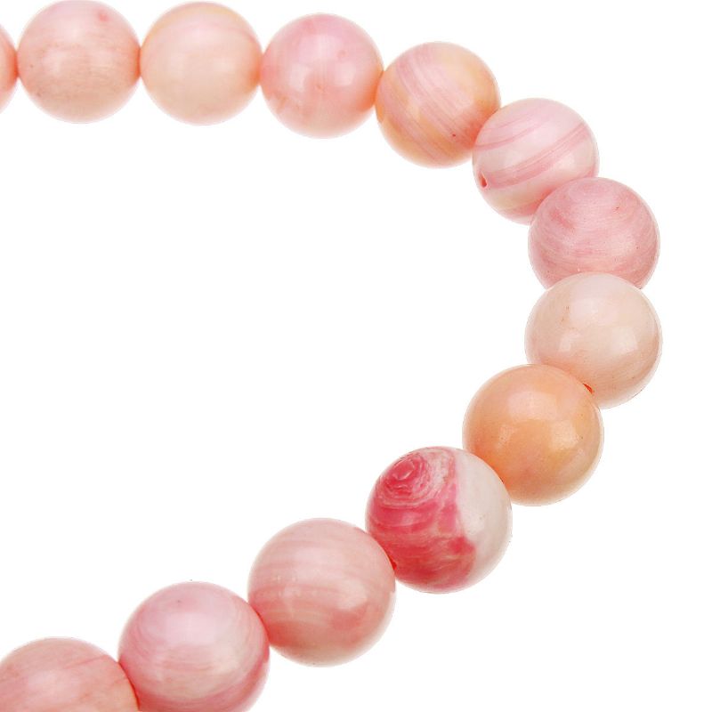 Handgefertigtes Stretch-armband Aus Natürlichen Rosa Königin-muschelmuscheln Mit Runden Perlen