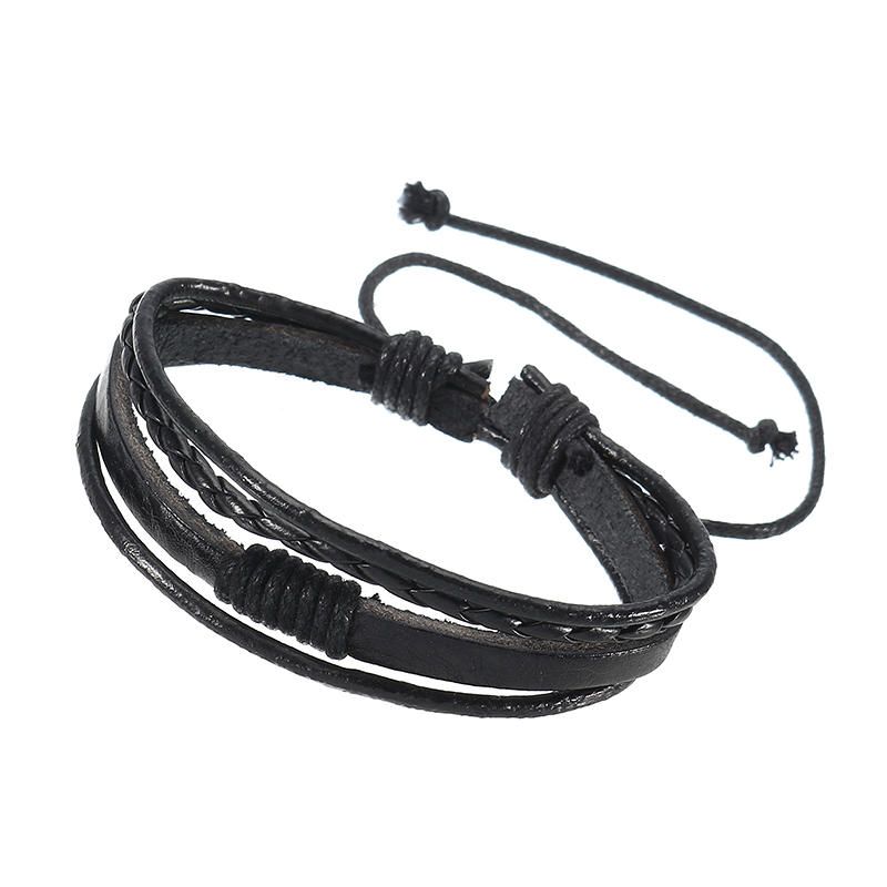 Mehrschichtiges Surf-lederarmband Aus Gewebtem Tribal Für Herren