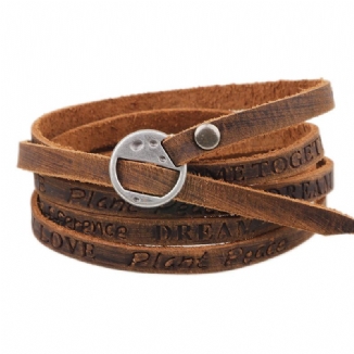 Punk Leather Ancient Wristband Simple Word Love Mehrschichtiges Armband Für Frauen Für Männer