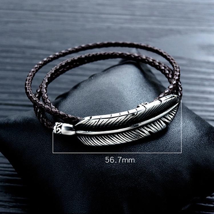 Titan Stahl Feder Mehrschichtiges Geflochtenes Lederarmband Aus Edelstahl Für Herren