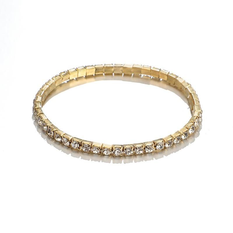 Trendy Diamond Woven Armband Metal Gold Head Multi-layer-armband Für Damen