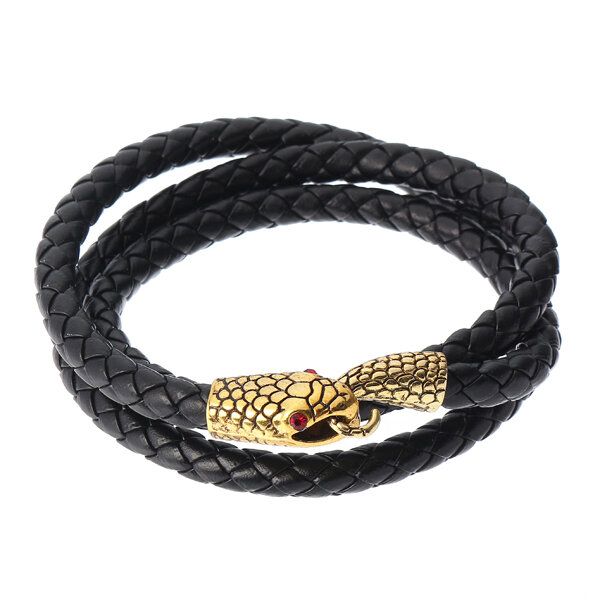 Trendy Multilayer Snake Shape Armband Gold Lederarmbänder Für Männer