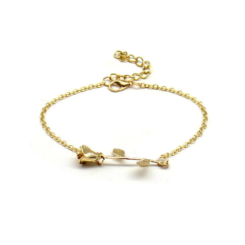 Trendy Rose Gold Silver Plated Flower Chain Armbänder Für Frauen