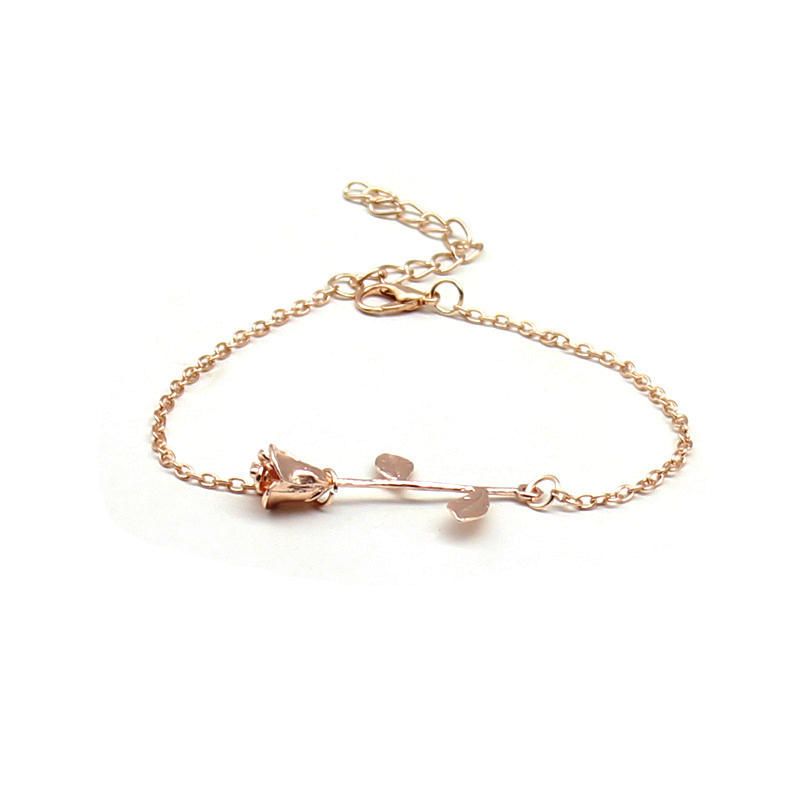 Trendy Rose Gold Silver Plated Flower Chain Armbänder Für Frauen