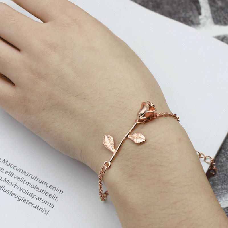 Trendy Rose Gold Silver Plated Flower Chain Armbänder Für Frauen