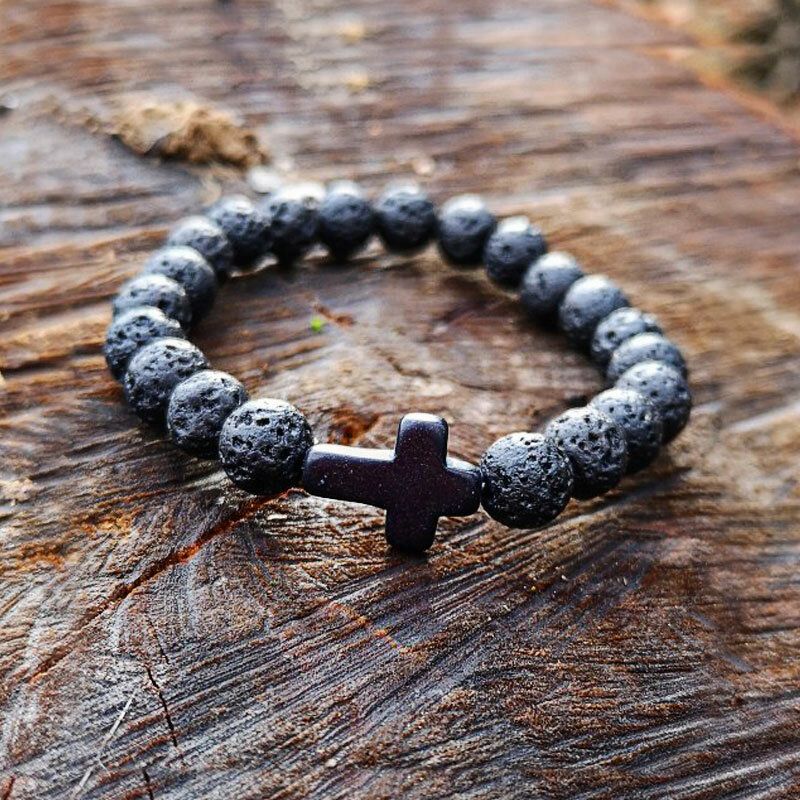 Türkis Kreuz Perlen Armbänder Elastisches Seil Yoga Perlen Naturstein Unisex Armbänder