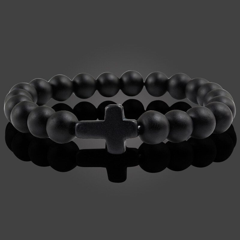 Türkis Kreuz Perlen Armbänder Elastisches Seil Yoga Perlen Naturstein Unisex Armbänder