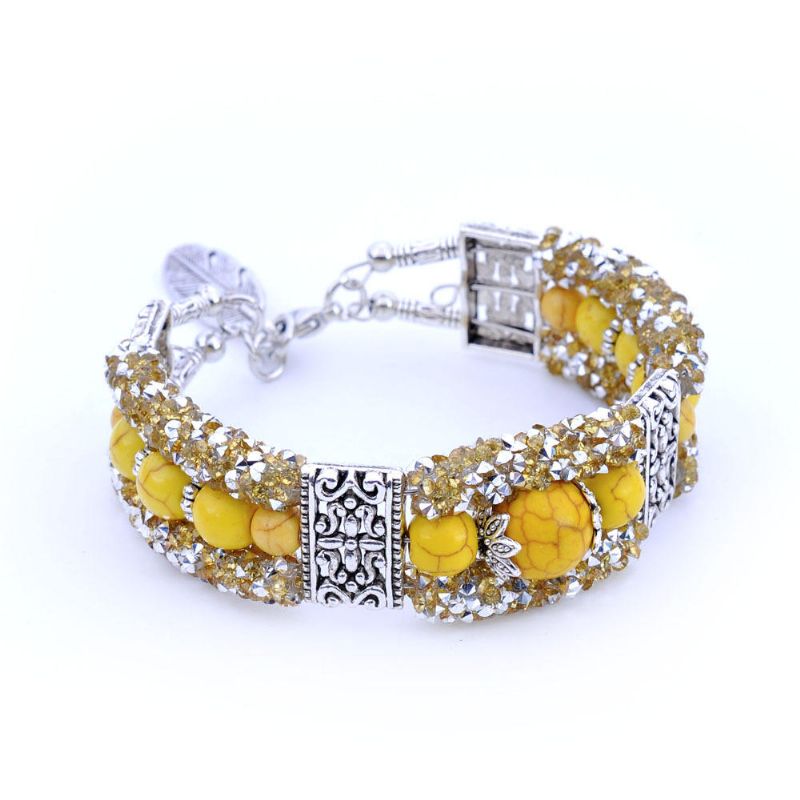 Vintage Bunte Strass Perlen Armband Türkis Armreif Geschenk Für Frauen