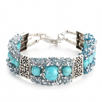 Vintage Bunte Strass Perlen Armband Türkis Armreif Geschenk Für Frauen