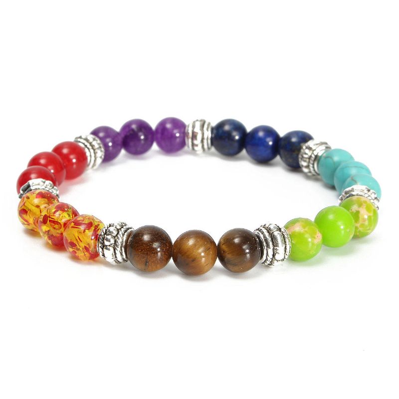 Yoga Chakra 7 Stein Buddhistisches Gebet Mara Amethyst Kristallperlenarmband