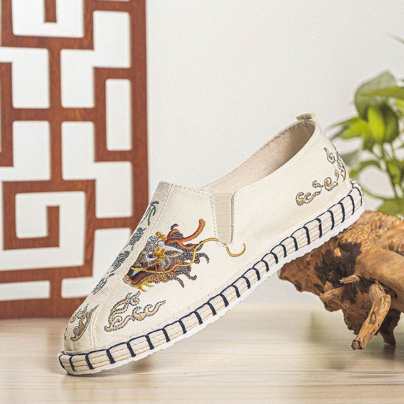 Atmungsaktive Leinenschuhe Mit Alter Peking-stickerei Für Herren