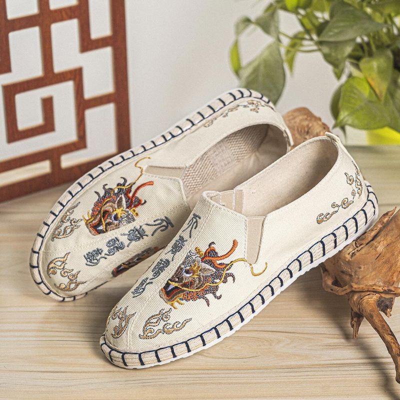 Atmungsaktive Leinenschuhe Mit Alter Peking-stickerei Für Herren