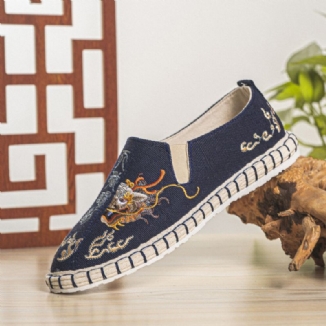 Atmungsaktive Leinenschuhe Mit Alter Peking-stickerei Für Herren