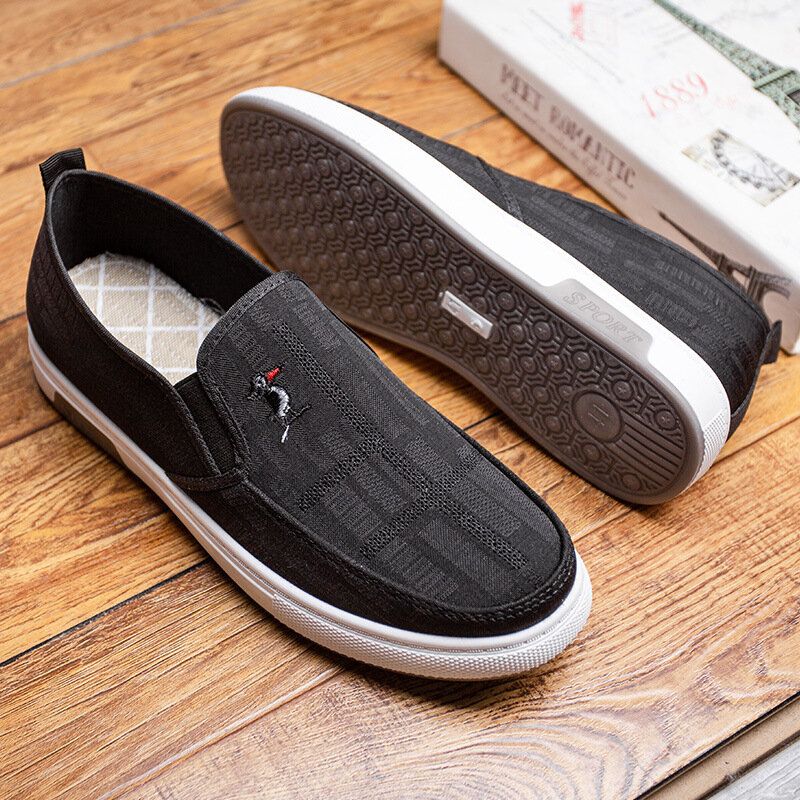 Atmungsaktive Rutschfeste Bequeme Slip-on-schuhe Aus Altem Peking-stoff Für Herren