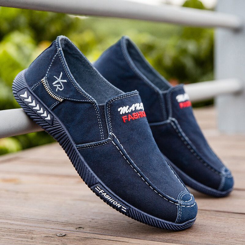 Atmungsaktive Weiche Sohle Aus Leinen Für Herren Bequemer Slip-on Alte Peking-fahrer-freizeitschuhe