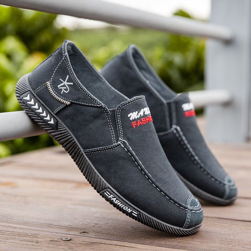 Atmungsaktive Weiche Sohle Aus Leinen Für Herren Bequemer Slip-on Alte Peking-fahrer-freizeitschuhe