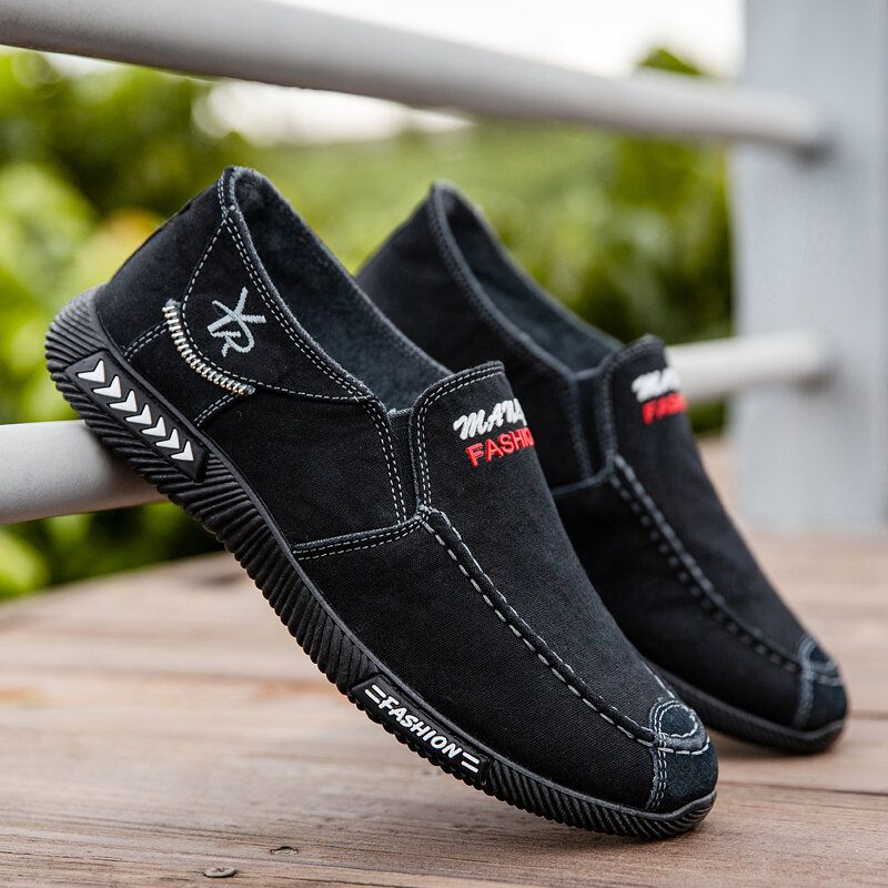 Atmungsaktive Weiche Sohle Aus Leinen Für Herren Bequemer Slip-on Alte Peking-fahrer-freizeitschuhe