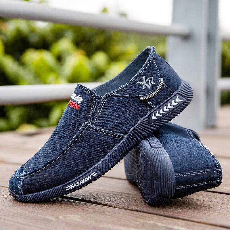 Atmungsaktive Weiche Sohle Aus Leinen Für Herren Bequemer Slip-on Alte Peking-fahrer-freizeitschuhe