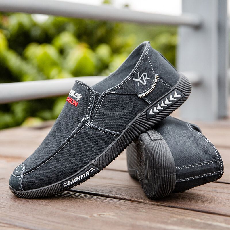 Atmungsaktive Weiche Sohle Aus Leinen Für Herren Bequemer Slip-on Alte Peking-fahrer-freizeitschuhe