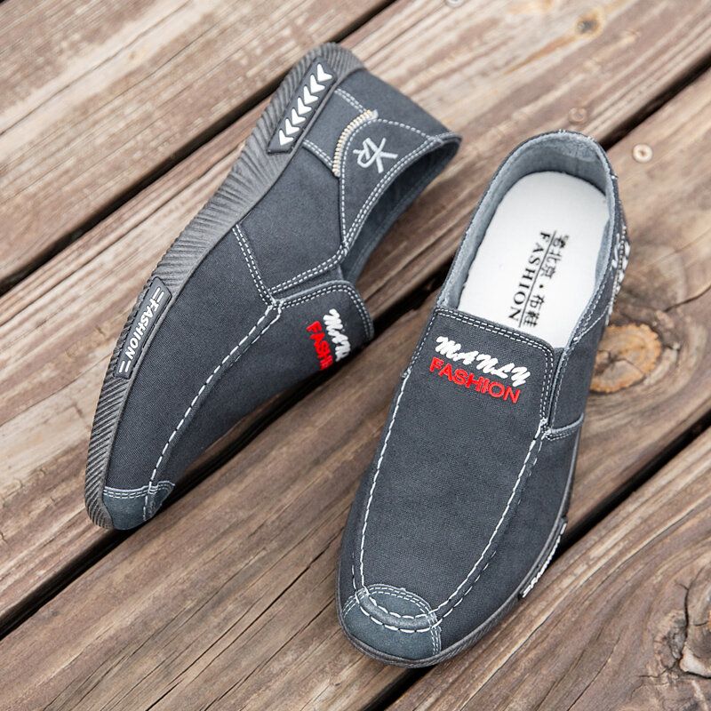 Atmungsaktive Weiche Sohle Aus Leinen Für Herren Bequemer Slip-on Alte Peking-fahrer-freizeitschuhe