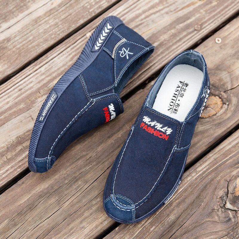 Atmungsaktive Weiche Sohle Aus Leinen Für Herren Bequemer Slip-on Alte Peking-fahrer-freizeitschuhe