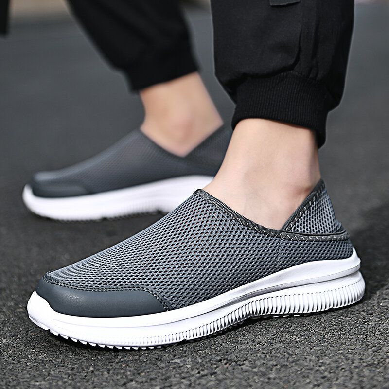 Atmungsaktive Weiche Sohle Aus Mesh Für Herren Bequeme Zwei-wege-slip-on-laufschuhe