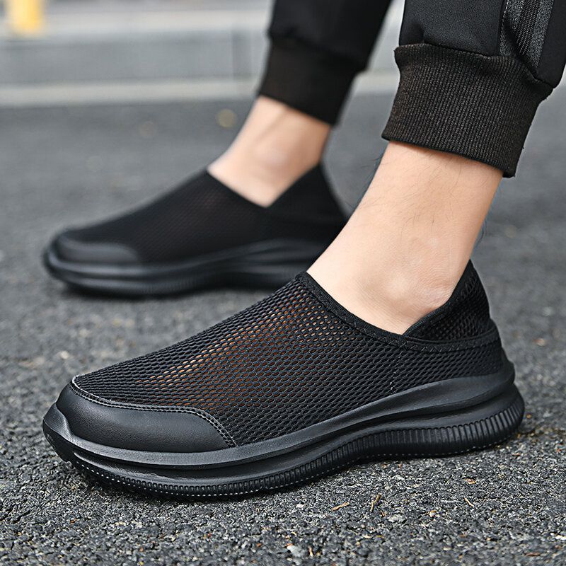 Atmungsaktive Weiche Sohle Aus Mesh Für Herren Bequeme Zwei-wege-slip-on-laufschuhe