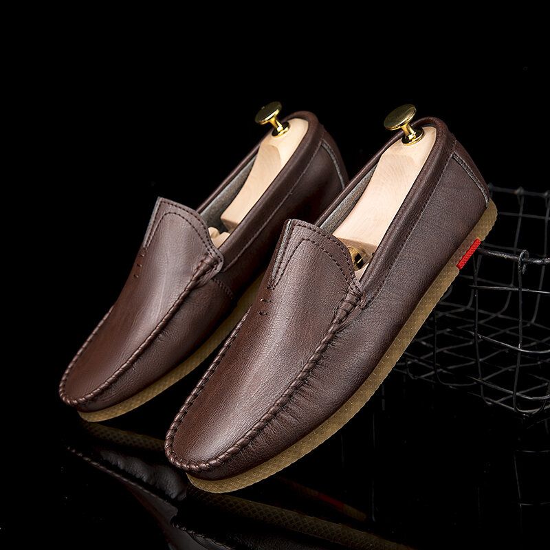 Atmungsaktiver Bequemer Slip-on Aus Mikrofaser Für Herren Lässige Leder-loafer-schuhe