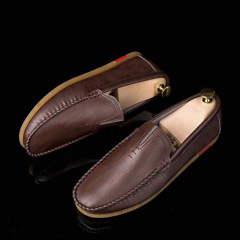 Atmungsaktiver Bequemer Slip-on Aus Mikrofaser Für Herren Lässige Leder-loafer-schuhe