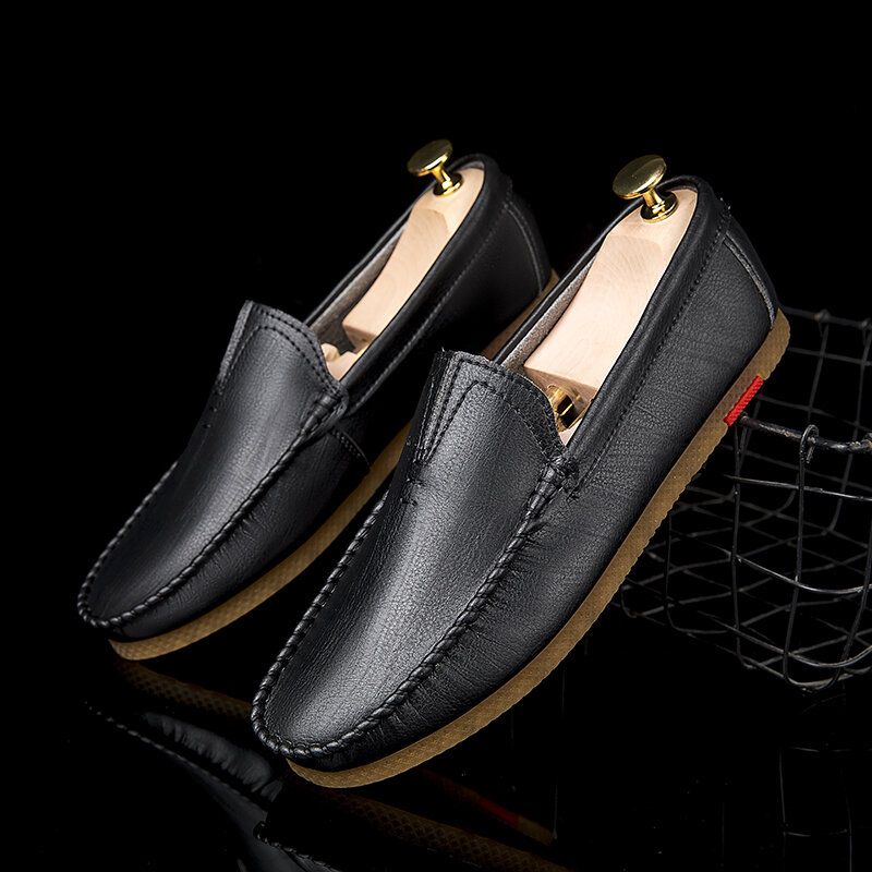 Atmungsaktiver Bequemer Slip-on Aus Mikrofaser Für Herren Lässige Leder-loafer-schuhe