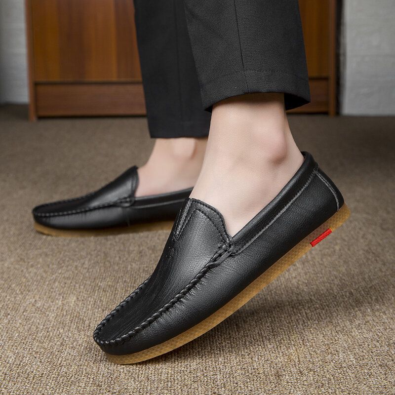 Atmungsaktiver Bequemer Slip-on Aus Mikrofaser Für Herren Lässige Leder-loafer-schuhe