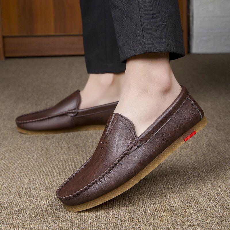 Atmungsaktiver Bequemer Slip-on Aus Mikrofaser Für Herren Lässige Leder-loafer-schuhe