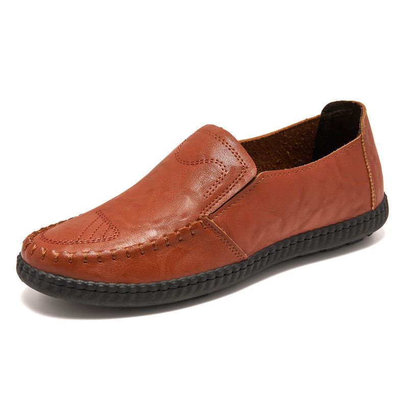 Bequeme Handgenähte Weiche Sohle Zum Hineinschlüpfen Lässige Flache Loafer Für Herren